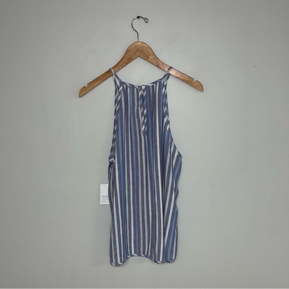 Bella Dahl Kia Halter Top‎  Size Small Blue White Striped Linen Tank Keyhole NWT - Picture 5 of 12